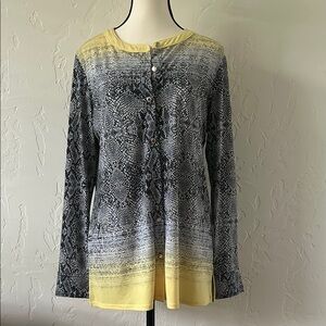 Dana Buchman Yellow and Gray Long Sleeve Button Down Shirt